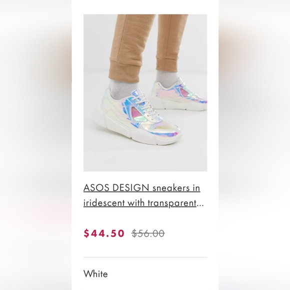 *2-FOR-ONE, 2 Pair of ASOS Trainer- Iridesc w/ Transp/ Clear Panel & Chunky Sole - Picture 2 of 7